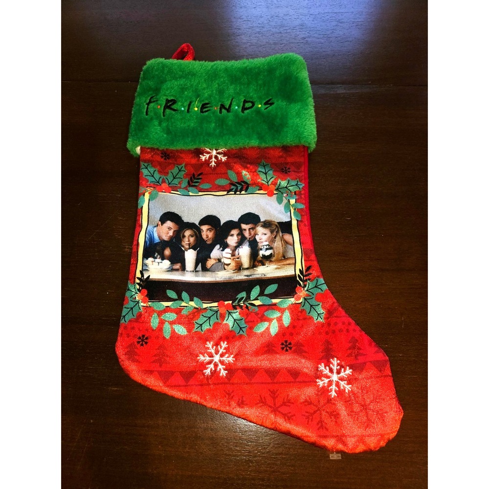 Friends TV Show Red & Green Soft Plush‎ Matthew Perry Holiday Christmas Stocking